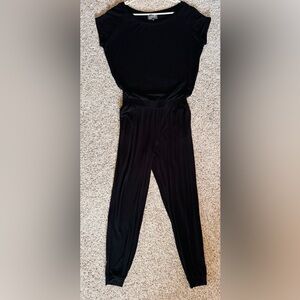 Michael Stars Black Jumpsuit Boat Neck Pockets Small